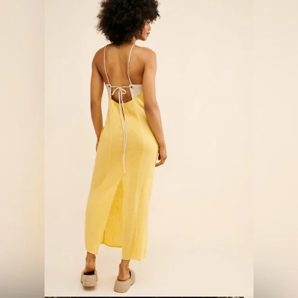 NWOT Anthropologie Linen Blend Halter Maxi